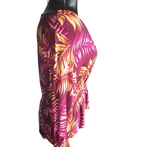 Sofia Vergara Tropical Print Long Sleeve Blouse L - Picture 3 of 6